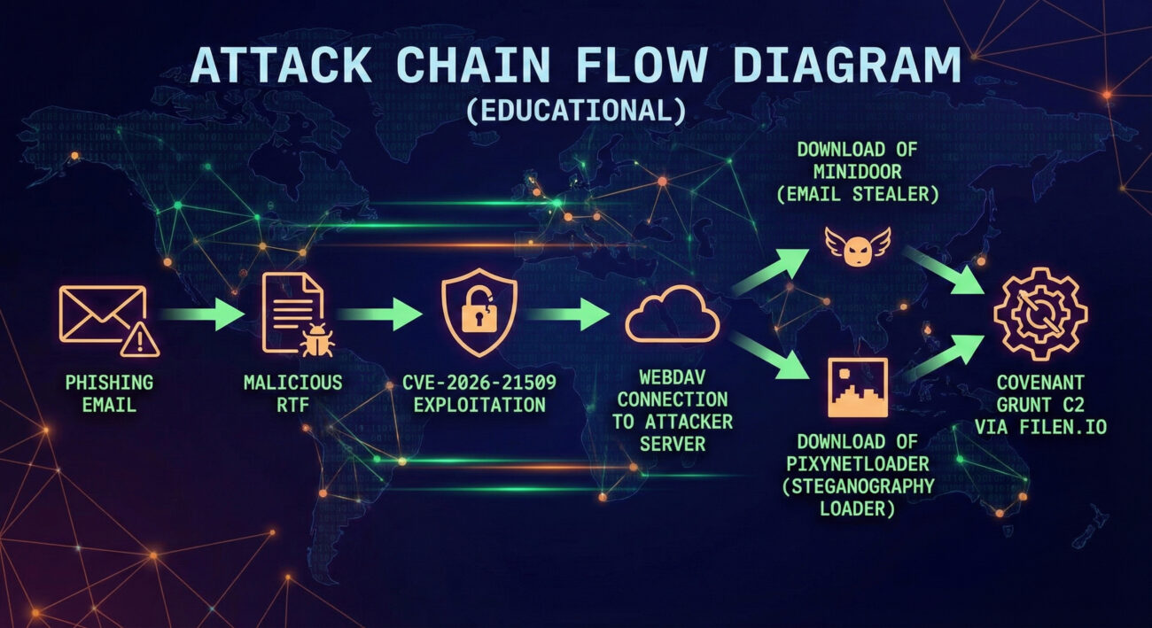 APT28 CVE-2026-21509 Office exploit attack flow diagram
