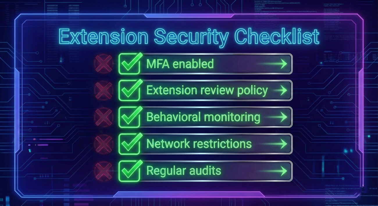 Extension security best practices checklist for Open VSX supply chain attack prevention