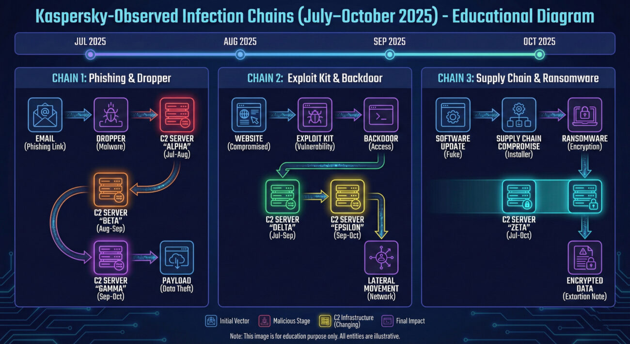 Notepad++ supply chain attack timeline with three variants and C2 rotation