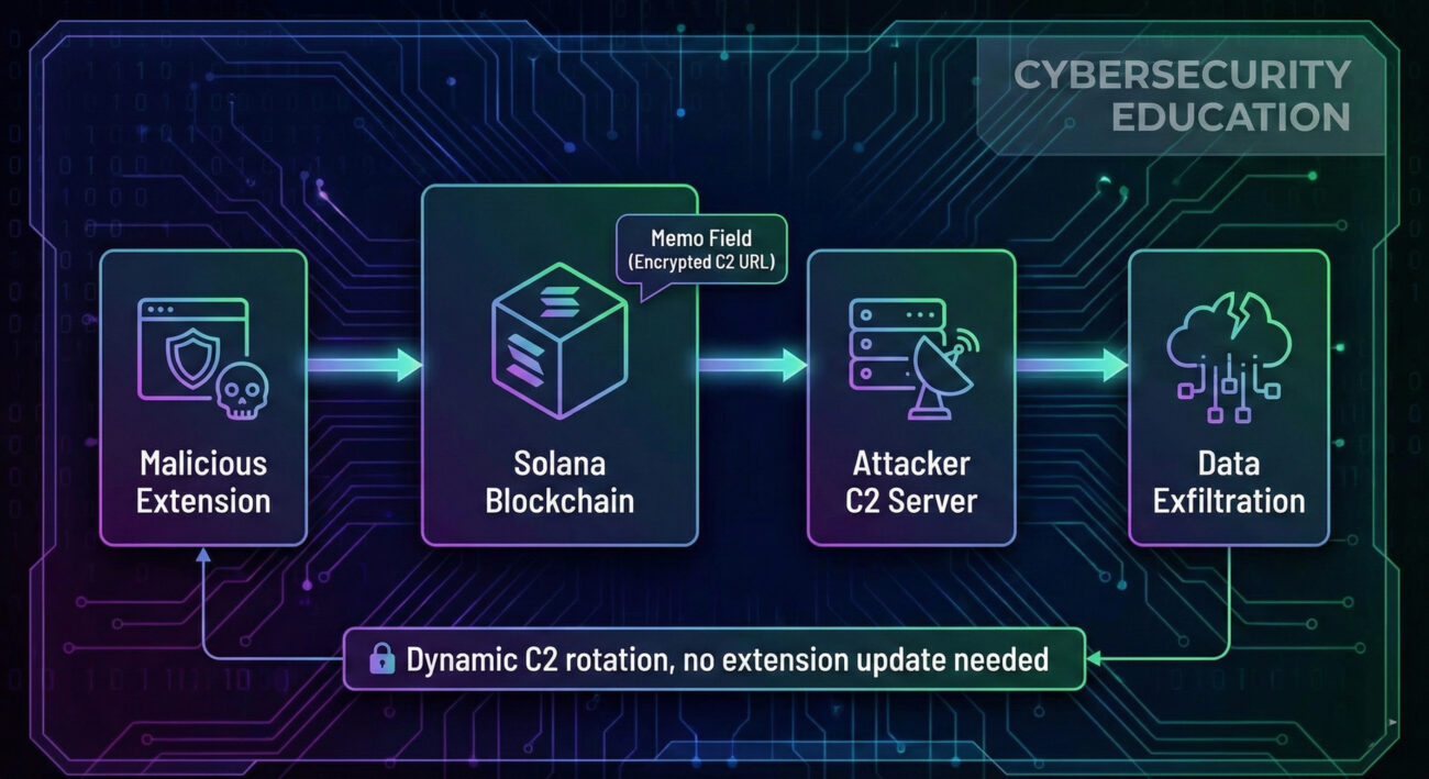 EtherHiding technique used in Open VSX supply chain attack to fetch dynamic C2 addresses from Solana memos
