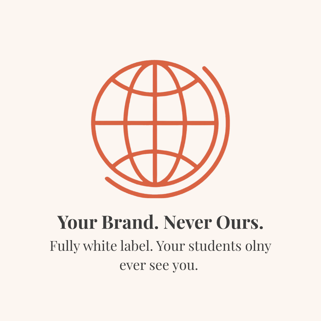 Globe icon representing white-label branding for independent yoga teachers