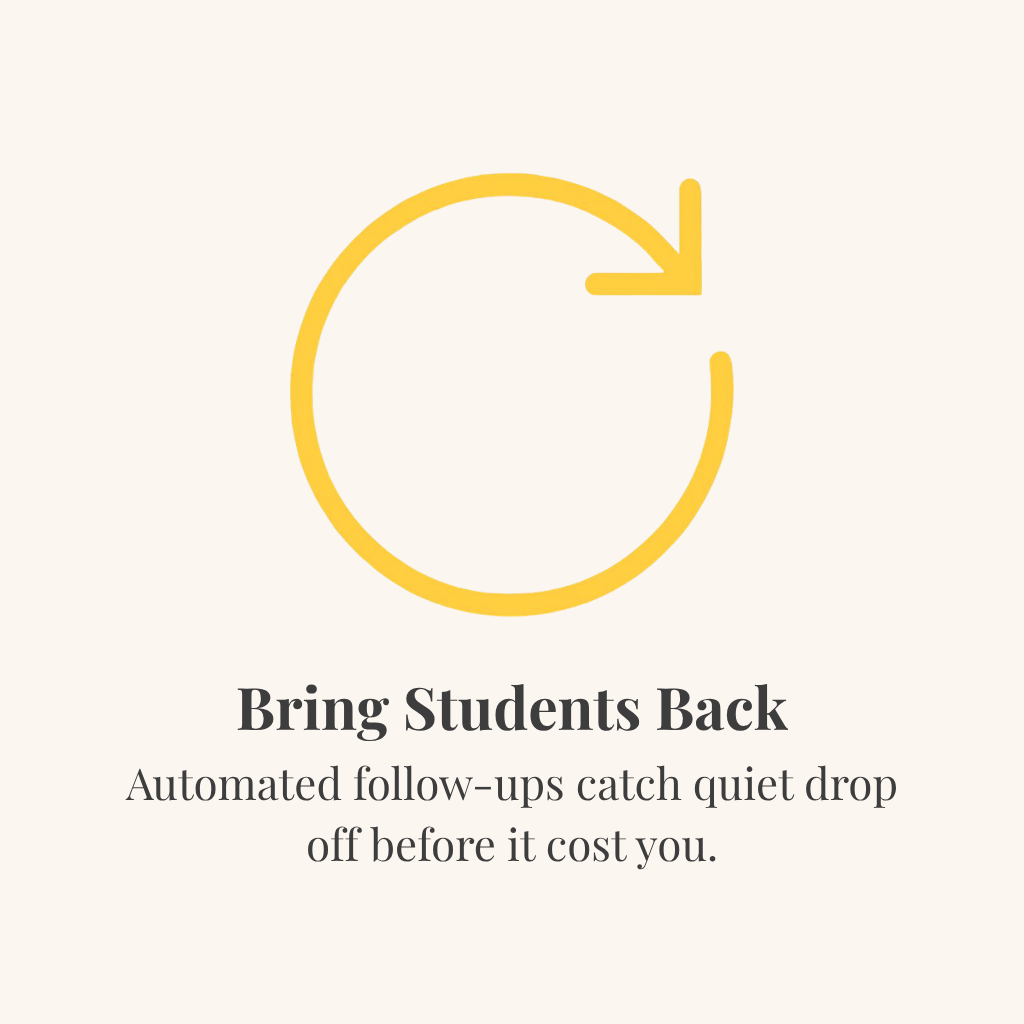 "Refresh icon representing automated student re-engagement
